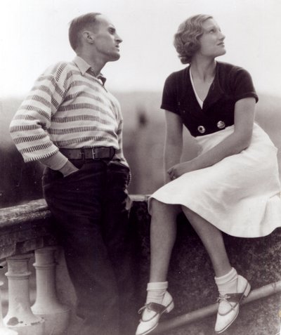 Rene Clair with an unknown actress by French Photographer